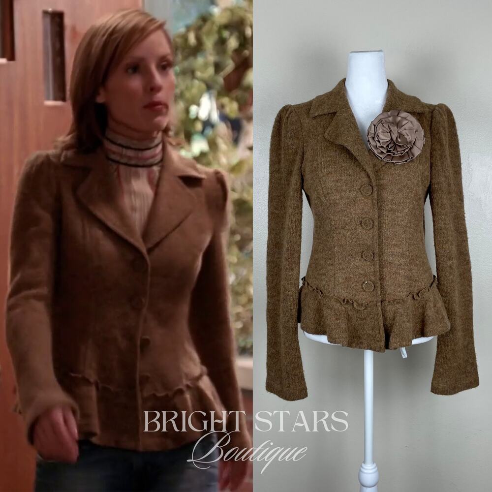 Womens Brown Textured Peplum Blazer Jacket